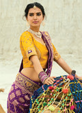 Buy Purple And Yellow Saree Online