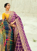 Buy Purple And Yellow Handwork Bandhej Saree In Canada