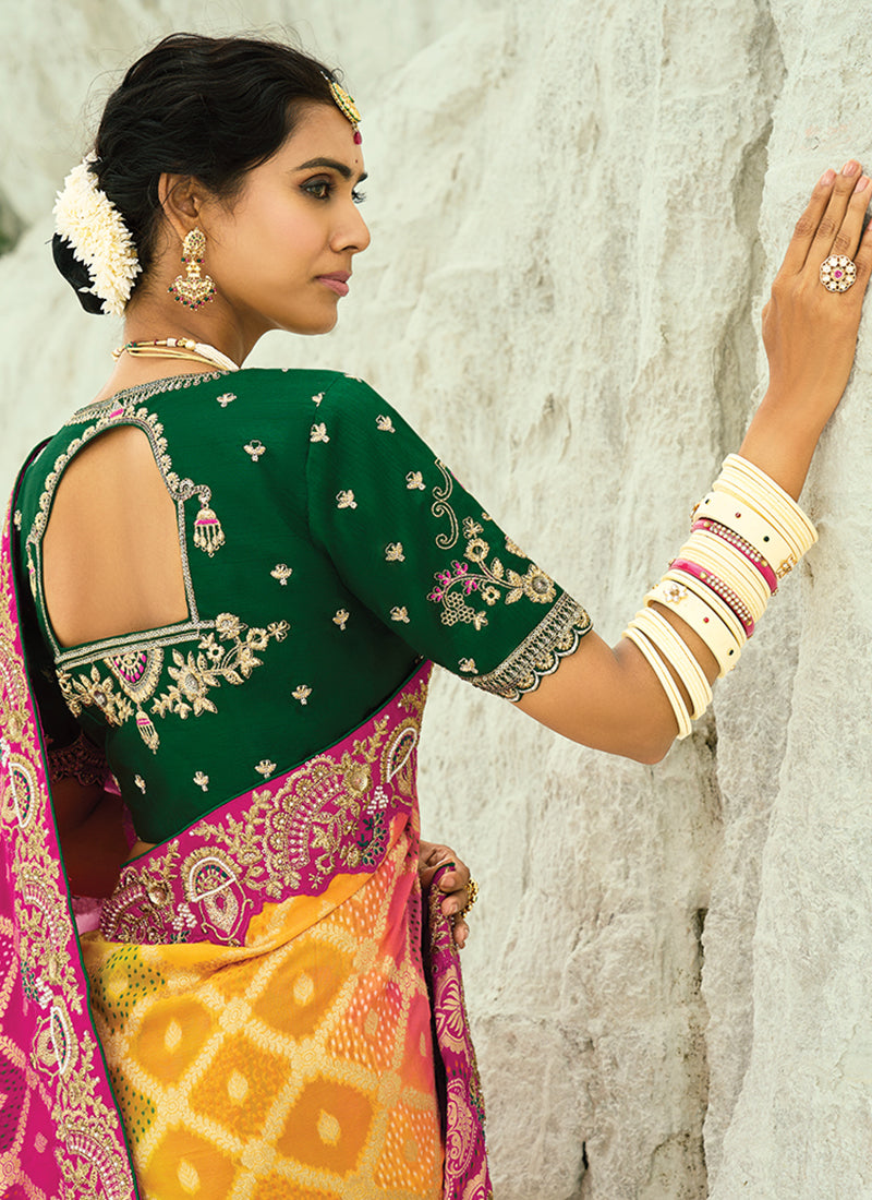 Buy Pink Multicolored Sari At Hatkay