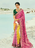 Pink Multicolored Handwork Bandhej Saree