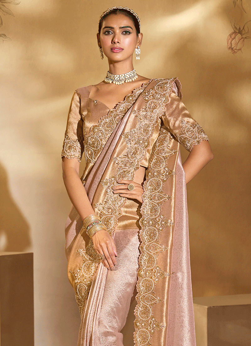 Buy Pink Partywear Sari Online