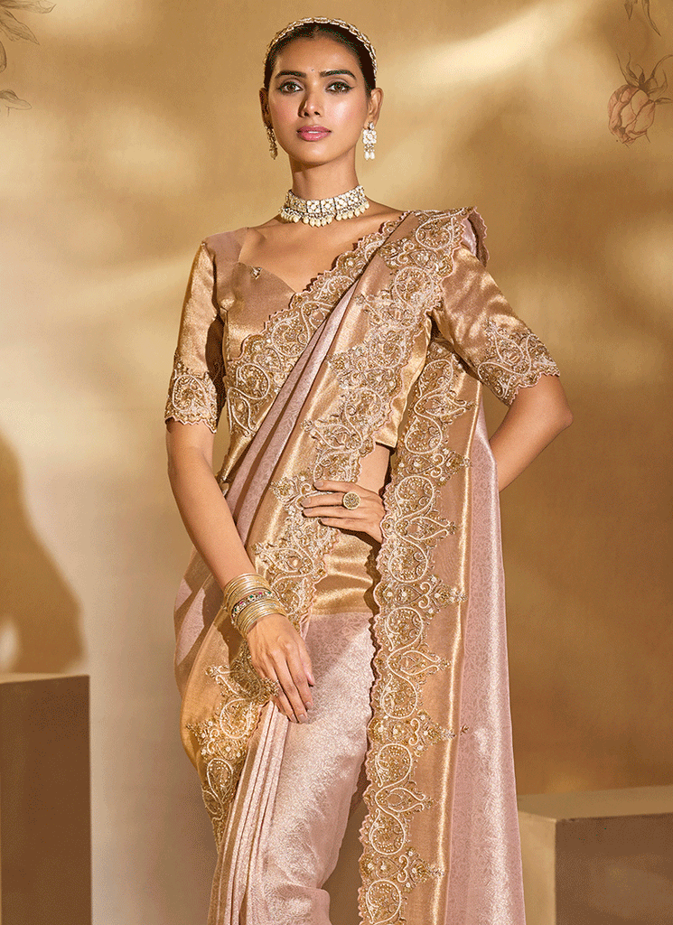 Buy Pink Partywear Sari Online