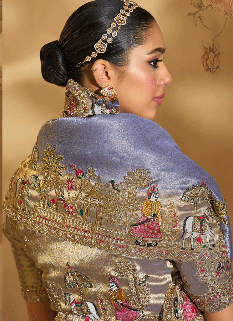 Shop Lavender And Copper Handwork Sari In Austria