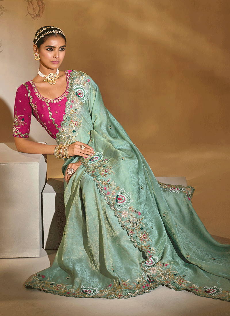 Shop Sea Green Designer Saree Collection Online