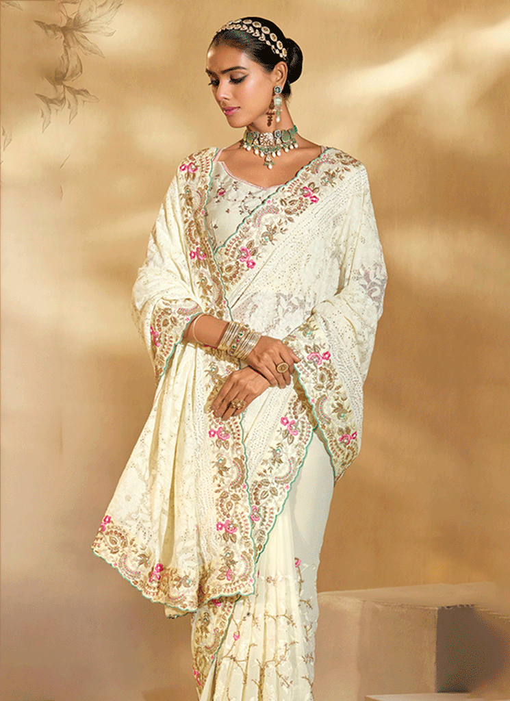 Buy Off White Saree Online In USA