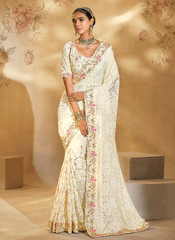 Off White Handwork Embroidery Saree