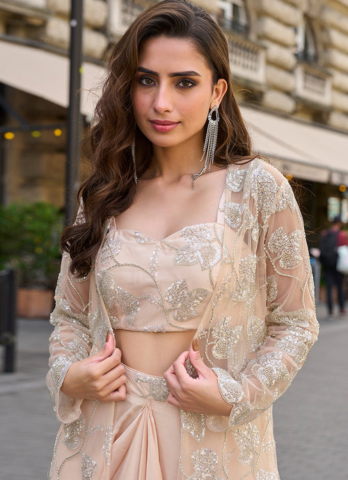 Buy Peach Jacket Style Indo Western Dress In USA