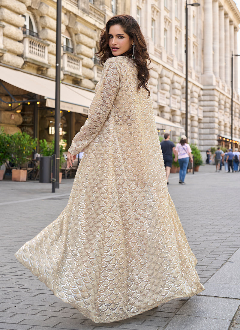 Buy Cream White Bollywood Indo Western Suit In Australia