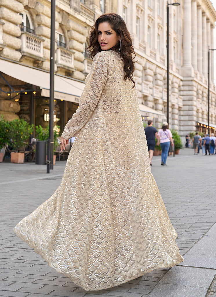 Buy Cream White Bollywood Indo Western Suit In Australia