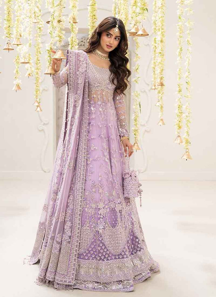 Lavender Purple Embroidery Net Jacket Style Lehenga