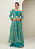 Turquoise Jacket Style Palazzo Suit