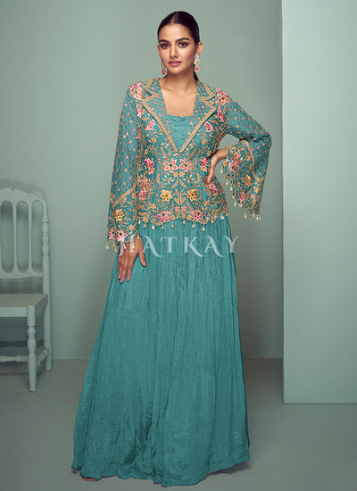 Teal Blue Lehenga Suit