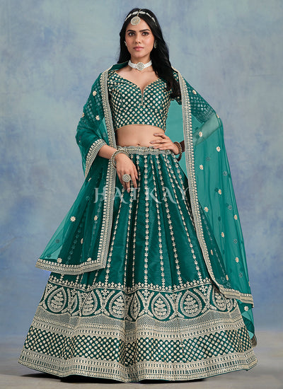 Dark Green Embroidery Wedding Lehenga Choli