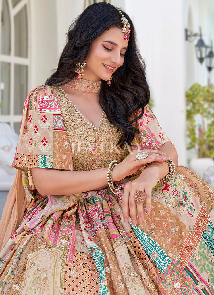 Beige Designer Lengha 