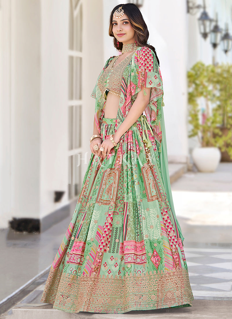 Buy Green Lengha Choli In UK