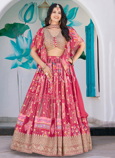 Pink Embroidered Lengha Choli