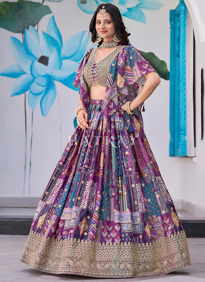 Buy Purple Lehenga Choli for Weddings - Hatkay