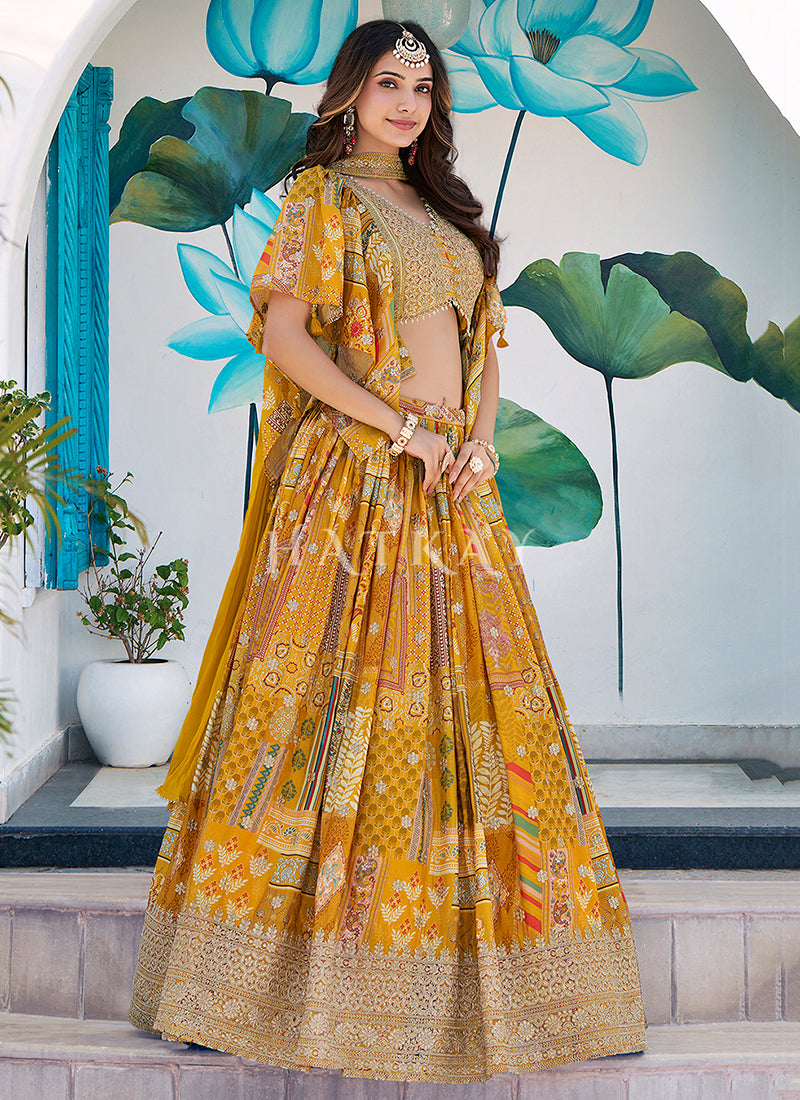 Buy Yellow Lehenga Online At Hatkay
