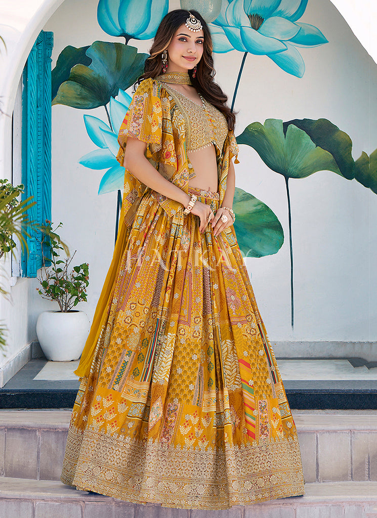 Buy Yellow Lehenga Online At Hatkay