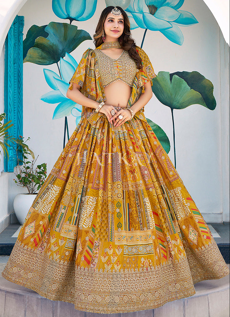 Buy Latest Wedding Wear Yellow Colored Lehenga Choli Online