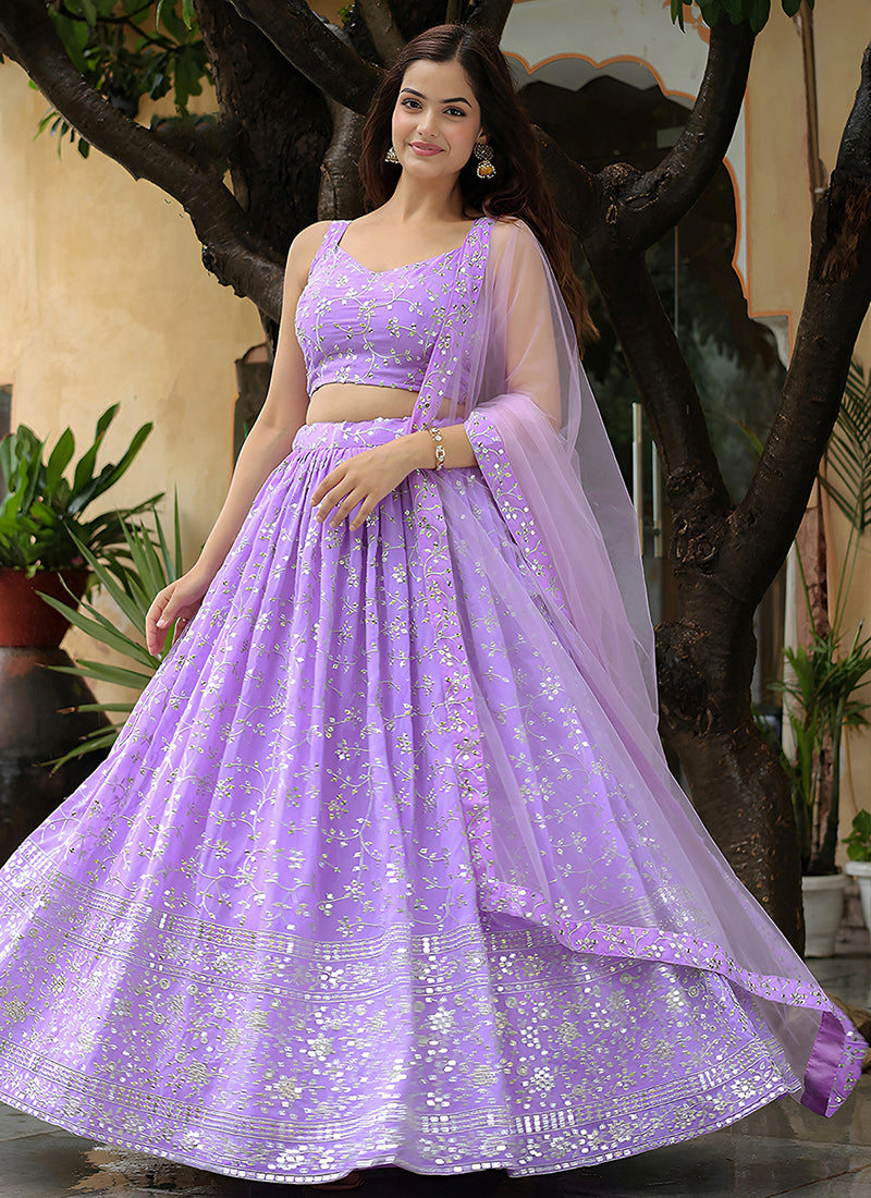 Buy Lavender Partywear Lehenga Choli