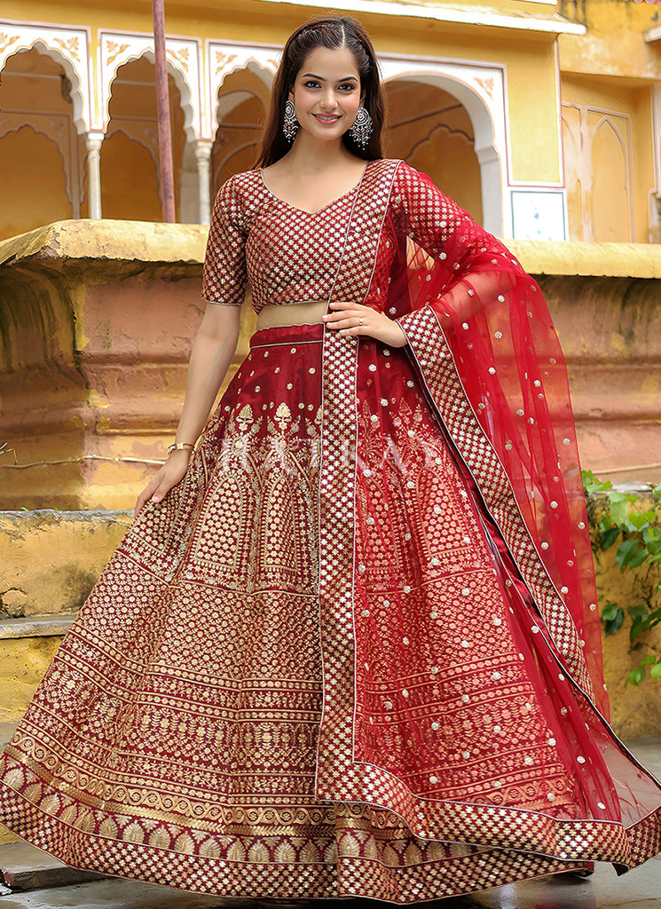 Buy Bridal Red Bridal Lehenga Online 