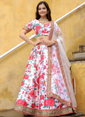 White Floral Printed Wedding Lehenga Choli