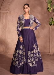 Deep Purple Jacket Style Lehenga