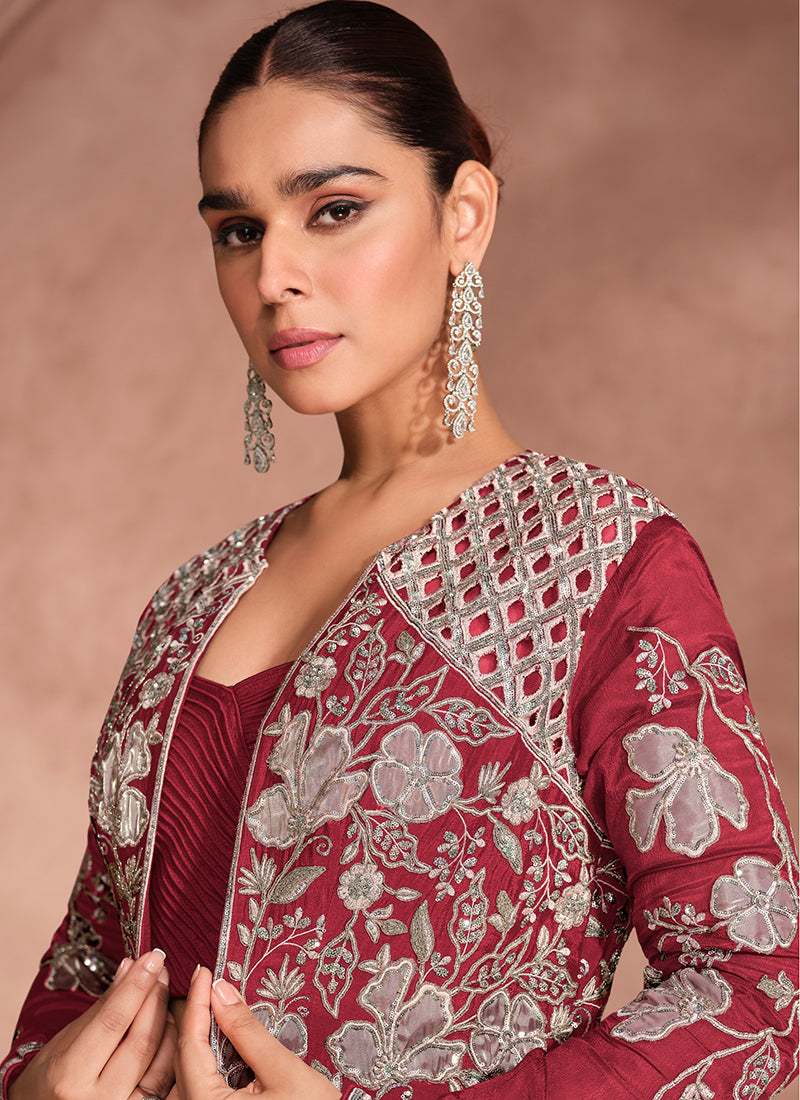 Shop Red Jacket Style Traditional Lehenga
