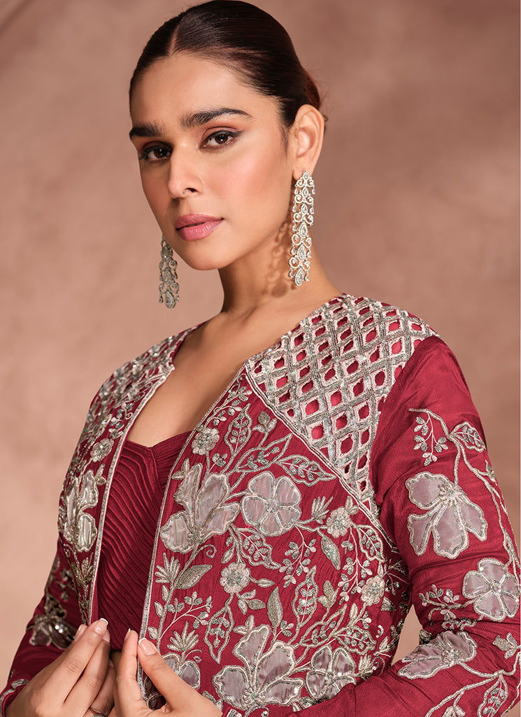 Shop Red Jacket Style Traditional Lehenga
