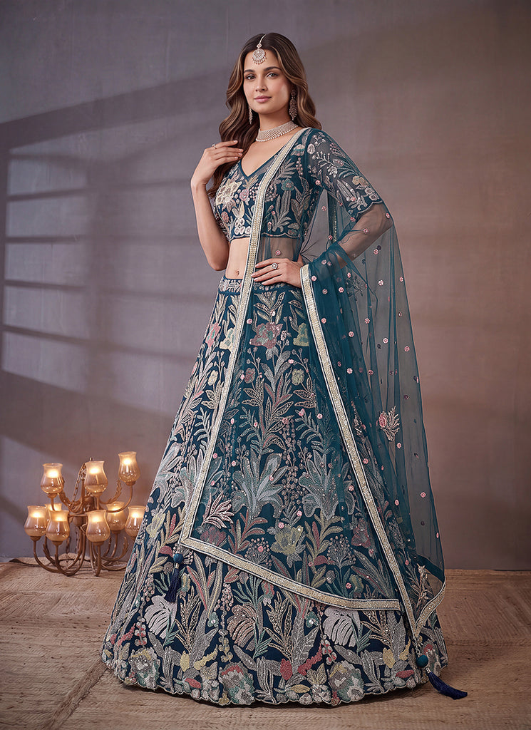 Shop Turquoise Lehenga Choli In singapore