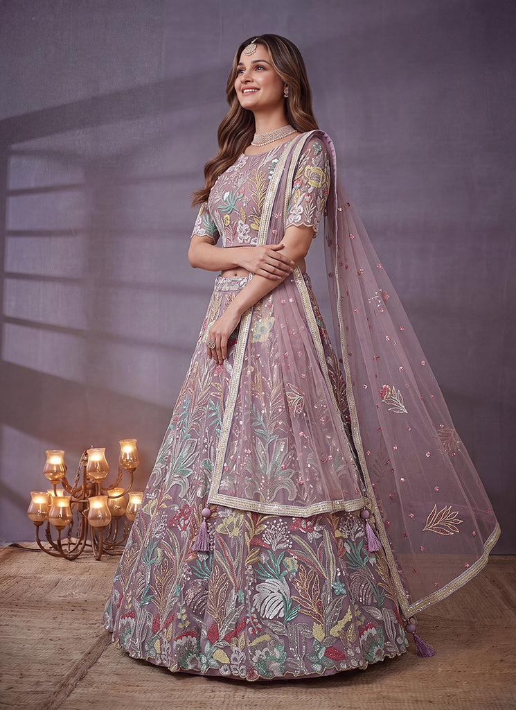 Shop Lavender Lehenga Choli For Engagement Online