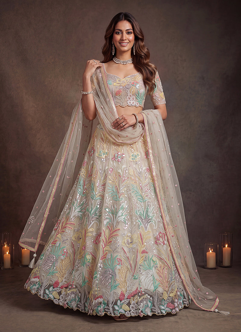 Off White Amazing Lehenga Choli For Wedding