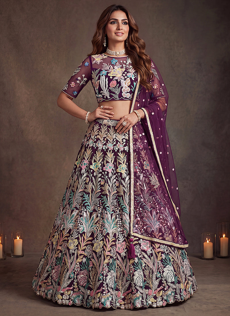 Shop Wine Lehenga Choli For wedding