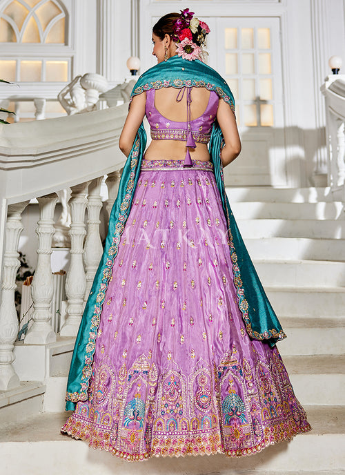 Purple And Teal Lehengas