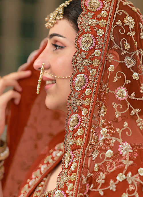 Shop Bollywood Orange Bridal Lehenga Choli In Australia