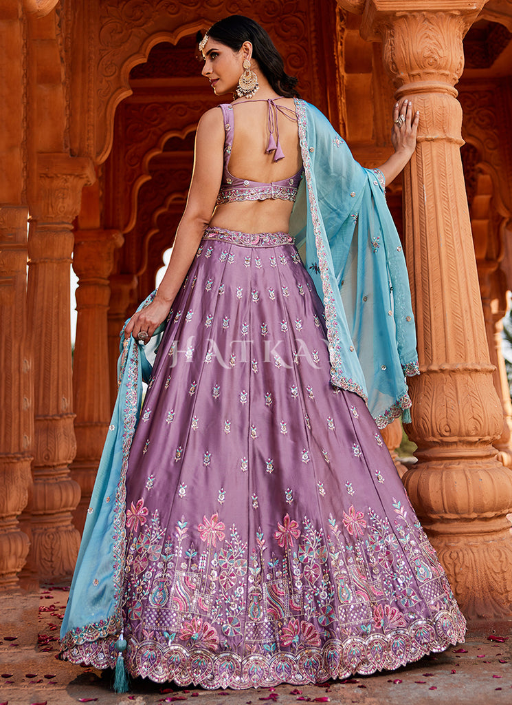 Shop Lavender And Blue Lehenga Choli