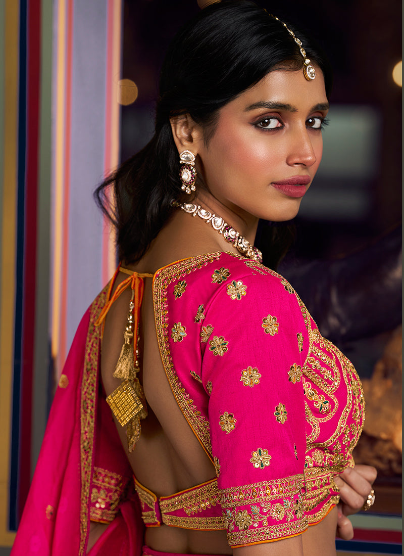 Buy Pink Silk Lehenga Choli In Canada