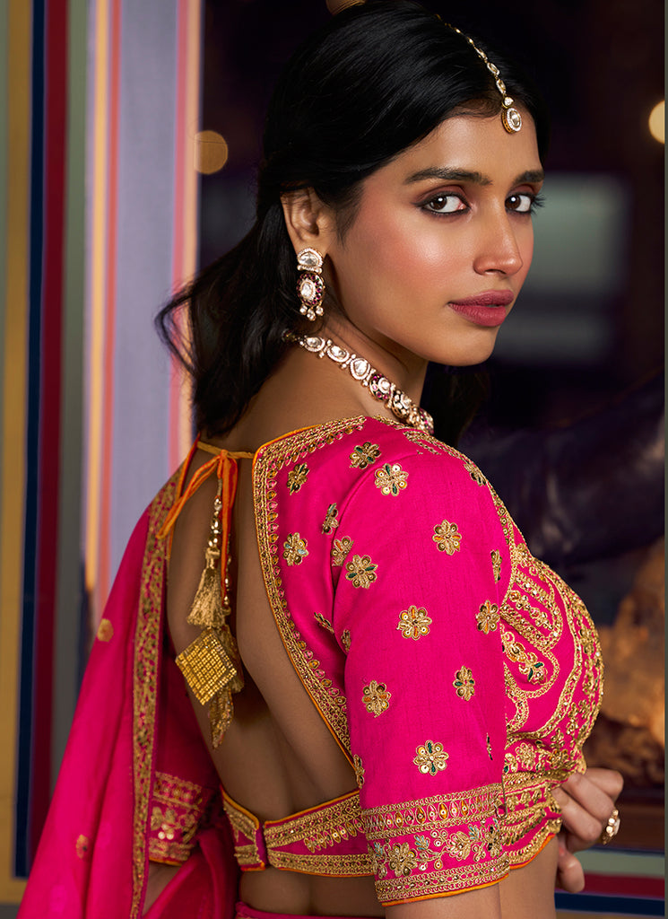 Buy Pink Silk Lehenga Choli In Canada