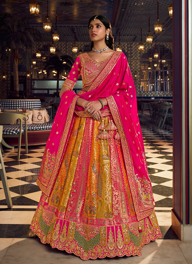 Designer Pink Multicolored Lehenga Choli