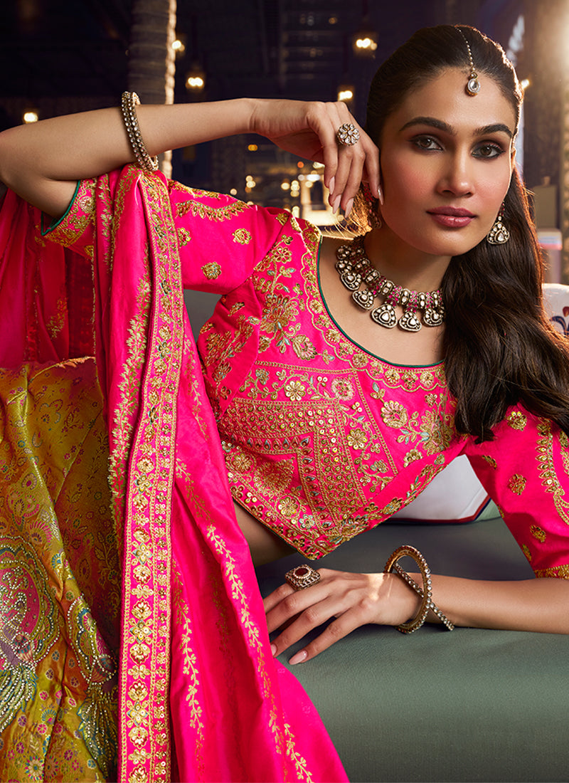 Shop Pink And Yellow Ombré Lehenga Choli Online