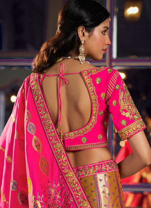 Buy Magenta Pink Silk Lehenga Choli In Germany