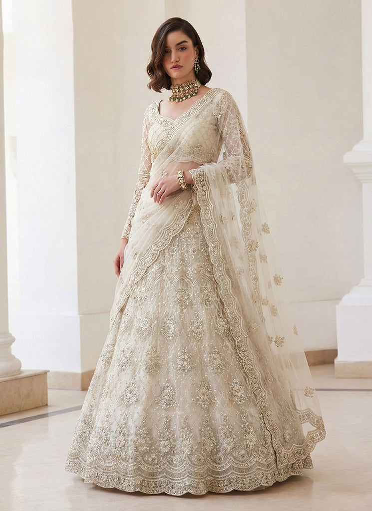 Ivory White Embroidered Lehenga Choli