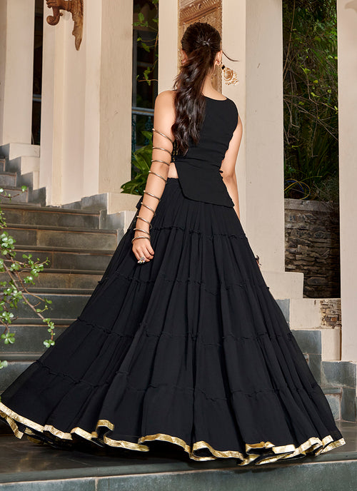 Black Mirror Embroidered Lehenga Choli With Koti