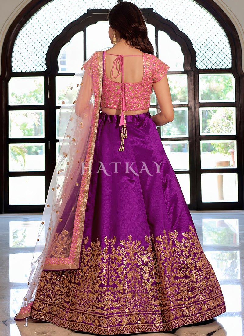 Buy Pink And Purple Lehenga Choli Online