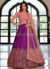 Shop Pink And Purple Lehenga Choli And Dupatta