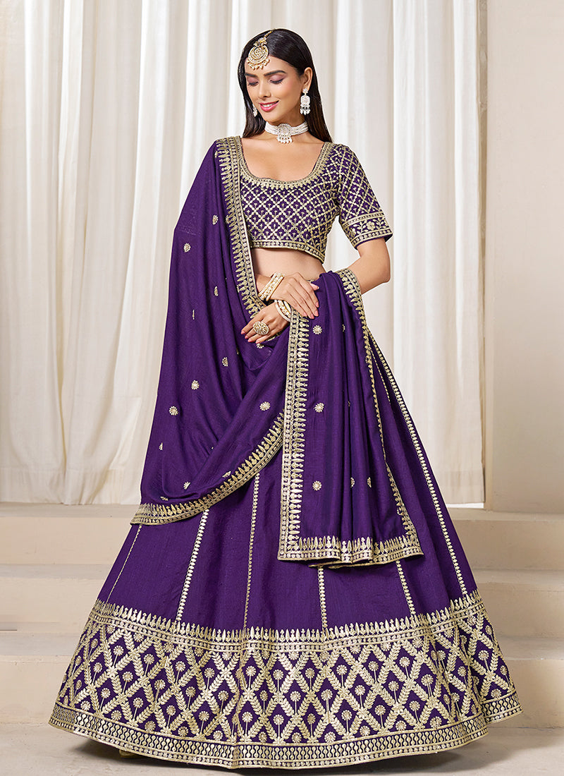 Purple Silk Wedding Lehenga Choli 
