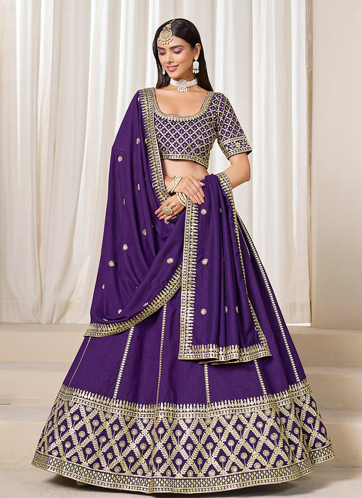 Purple Silk Wedding Lehenga Choli 