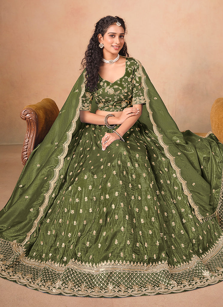 Shop Olive Green  Lehenga Choli Online