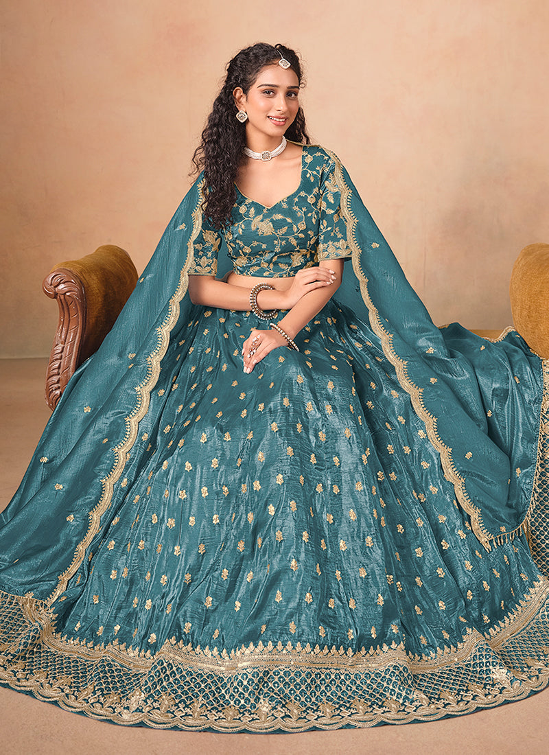Buy Firozi Blue Bollywood Lehenga Choli